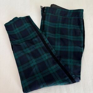 Talbots Pants Size 16 Green Navy Hampshire Ankle Wool Stretch Tartan Plaid